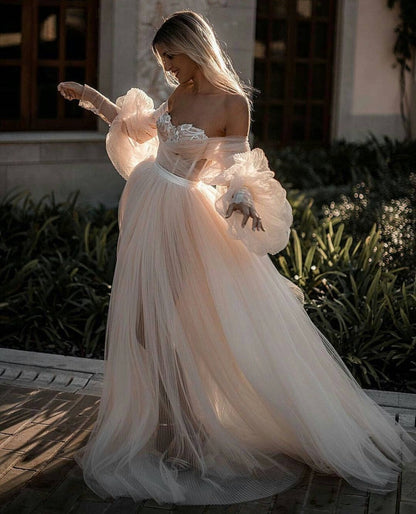 LTP0410,Popular off the shoulder tulle wedding dresses sweetheart wedding dress a line bridal gown prom dresses long party gown