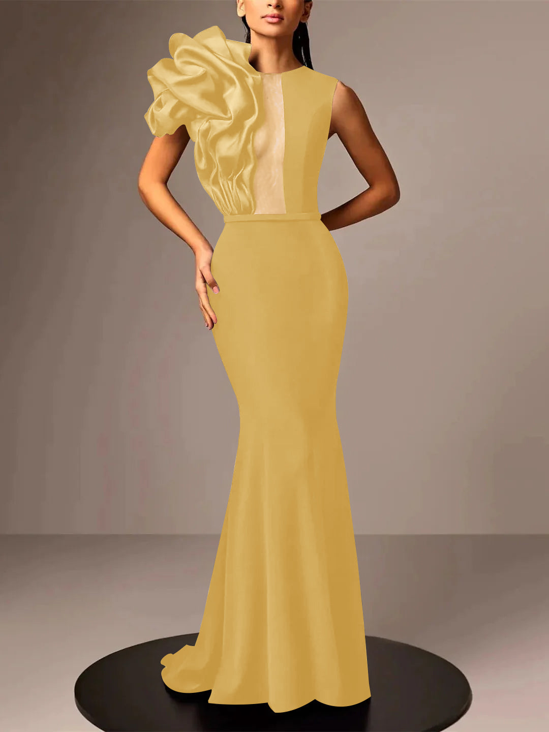 Trumpet/Mermaid Sleeveless Satin Evening Dresses With Flower