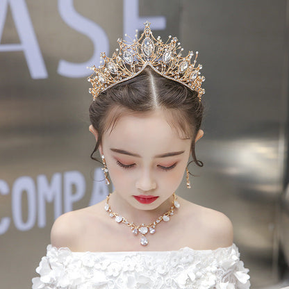 Children's Dress Accessories Vintage Elegant Crystal Crown Headpiece