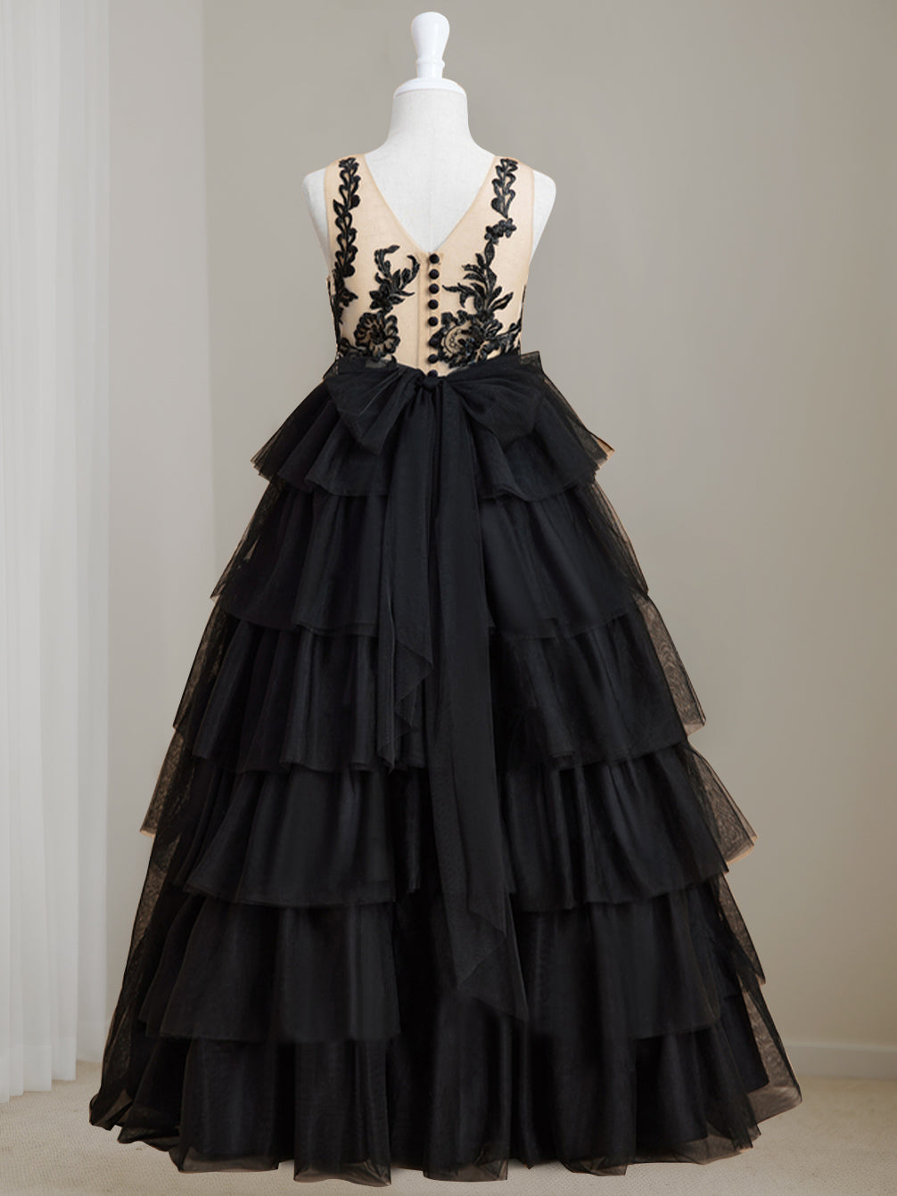 Ball-Gown Scoop Neck Sleeveless Floor-Length Flower Girl Dress with Lace