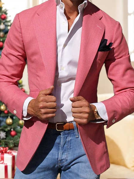 Men's Fashion Tailored Fit Single Breasted One-button Casual Blazer Jacket