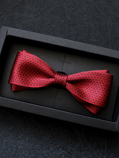 Men's Basic Bow Tie Silver Black Red