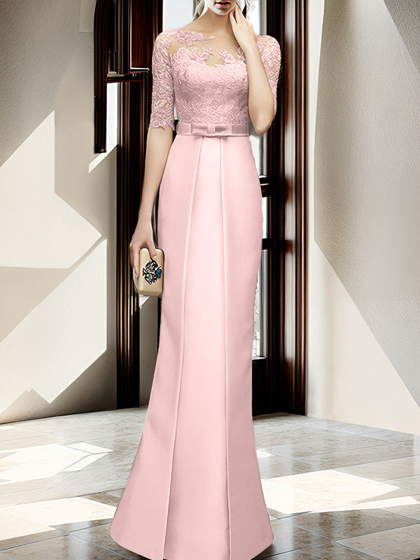 Sheath/Column Illusion Neck Floor-length Mother of the Bride Dresses