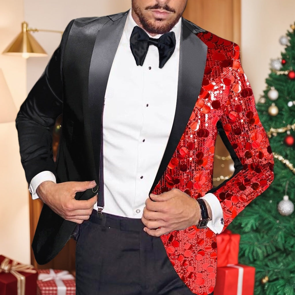 Men's Party Regular Tailored Fit Single Breasted One-button Sequin Disco Blazer Jacket