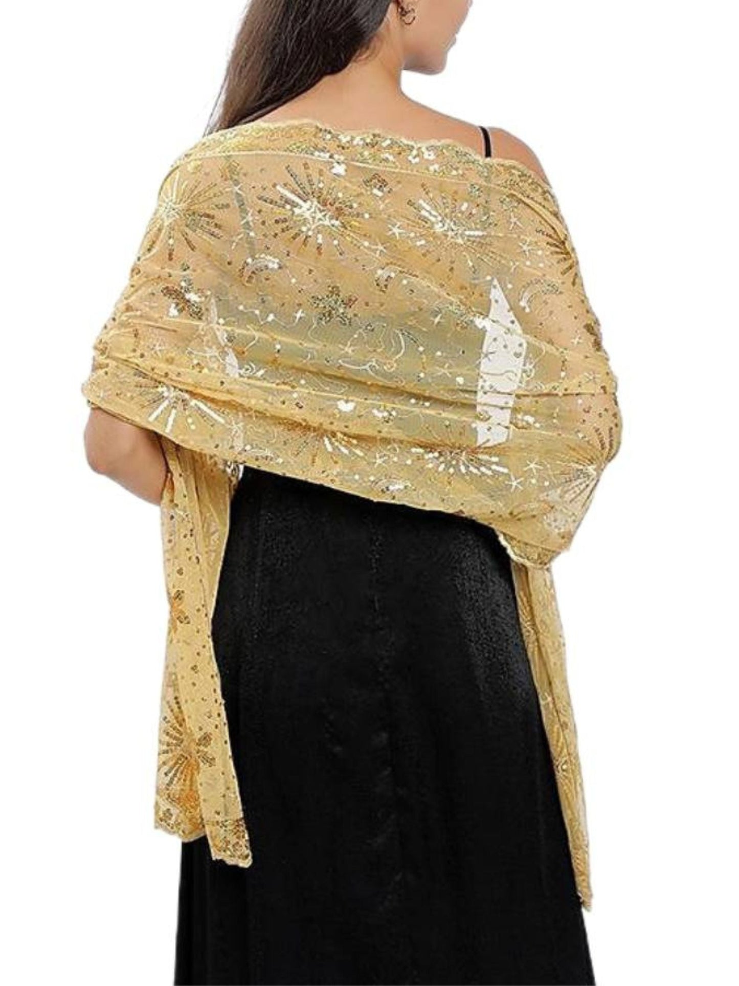 Women's Delicated Star Moon Embroidery Retro Shawl Wedding Wraps