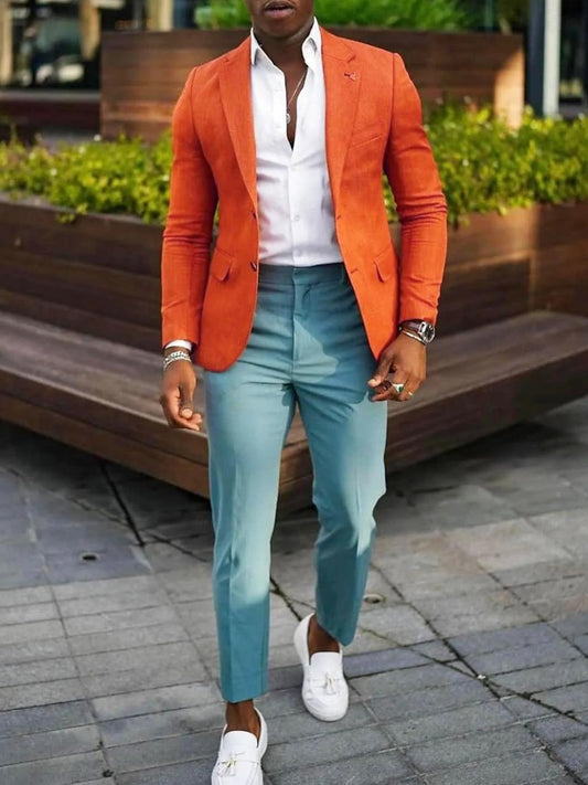 Men's Fashion Casual  Plus Size Regular Tailored Fit Solid Colored Single Breasted Two-buttons Blazer Jacket