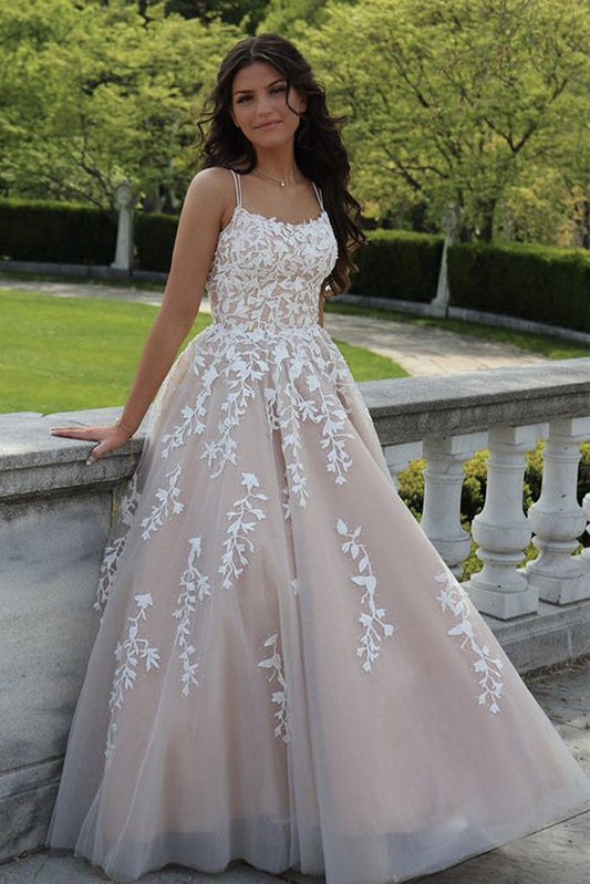 Ball Gown Spaghetti Straps Floor-length Lace Wedding Dress