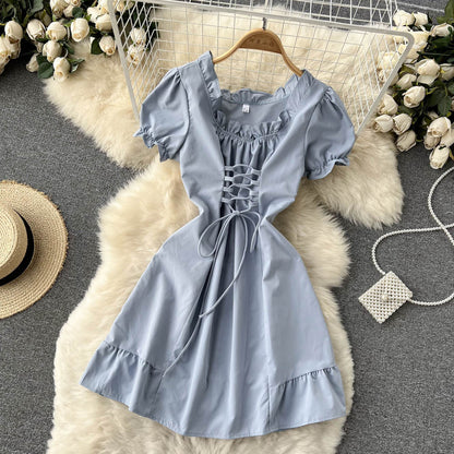 Cute A Line Lace Up Dress Fashion Girl Dress  10664