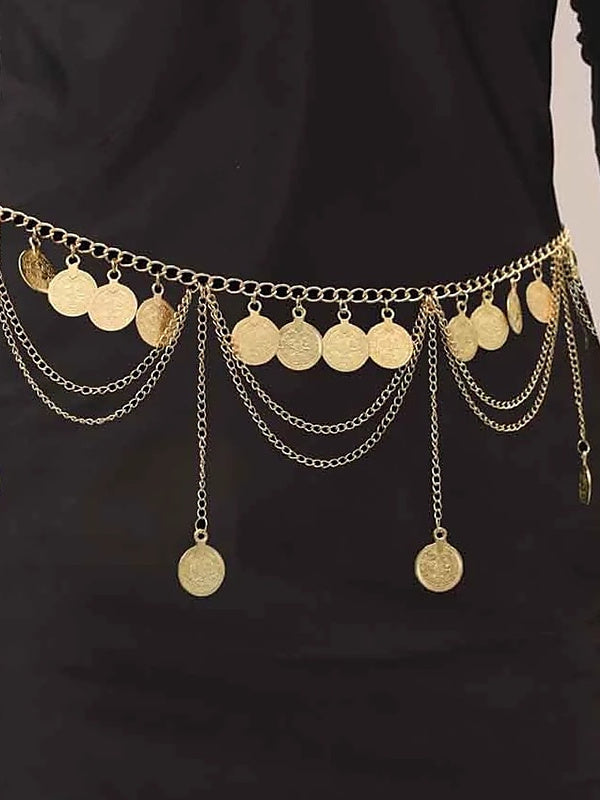 Dance Accessories Belt Metal Chain Gold Coin Silver Coin Women's Performance Training High Alloy