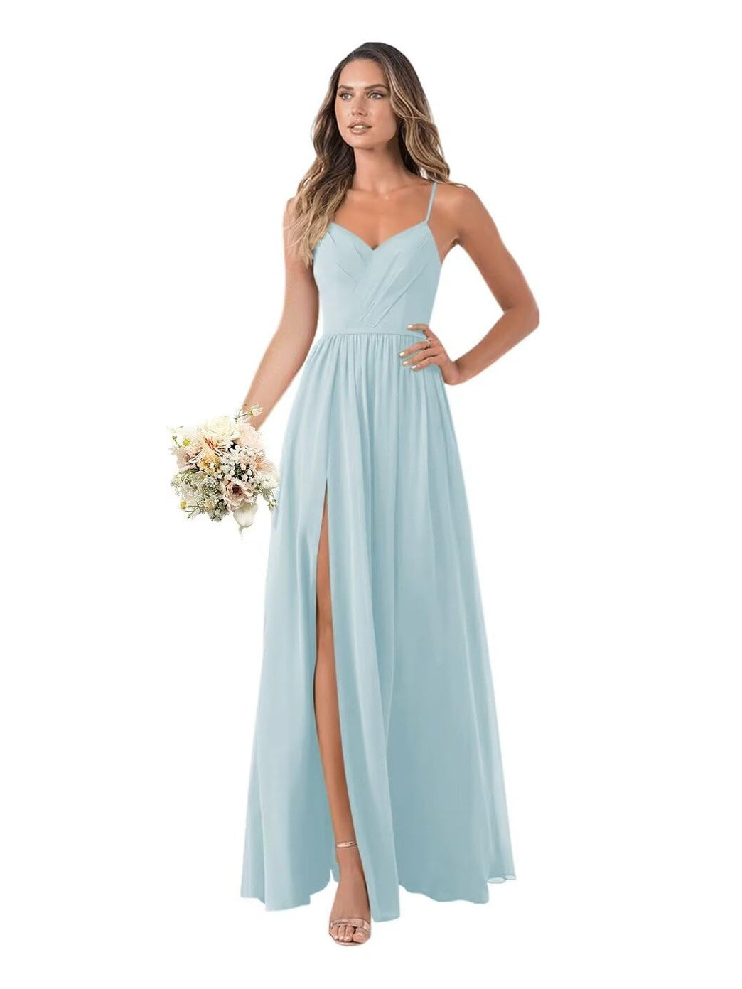 A Line/Princess Chiffon Sleeveless Floor-Length Bridesmaid Dresses