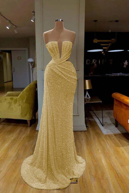 Gorgeous White Sequins Strapless Prom Dress Online PD0527