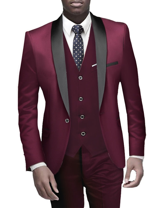 Men's Standard Fit Single Breasted One-button 3 Pieces Wedding Suits