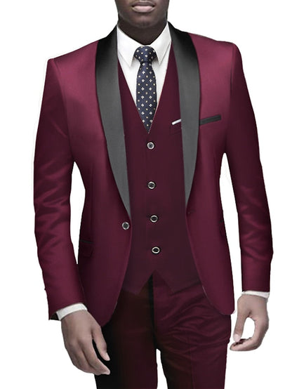 Men's Standard Fit Single Breasted One-button 3 Pieces Wedding Suits