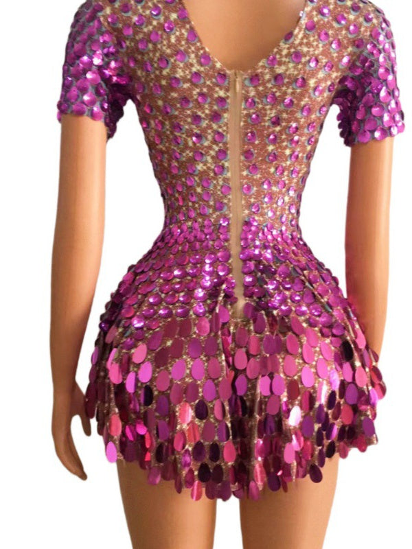 Column/Sheath High Neck Sequins Short/Mini Costume Vintage Party Dresses