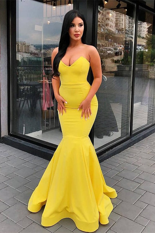 Yellow Sweetheart Mermaid Prom Dress Long PD0208