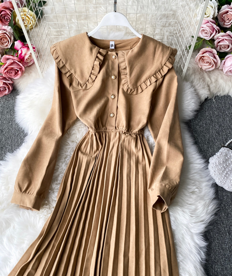 Cute lapel long sleeve dress fashion girl dress  1056