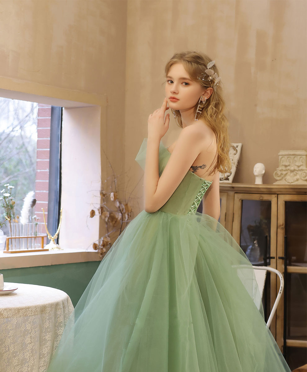 Green tulle short prom dress homecoming dress  8885