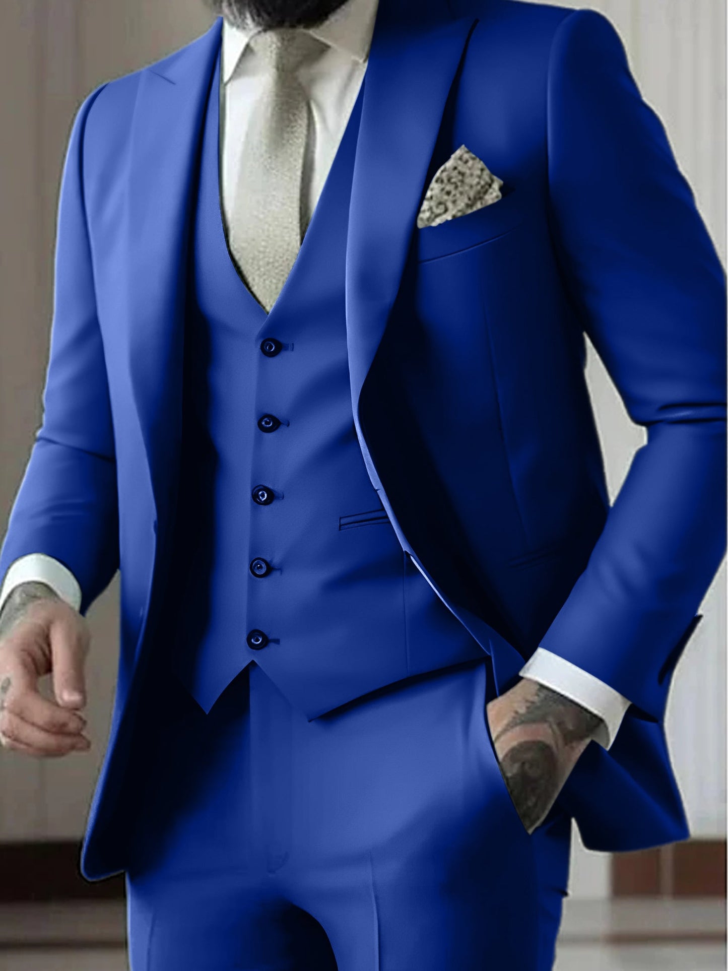 Men's Tailored Fit Single Breasted One-button 3 Pieces Wedding Suits