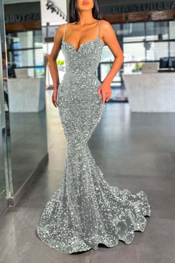 Dark Green Sequins Prom Dress Mermaid PD0195