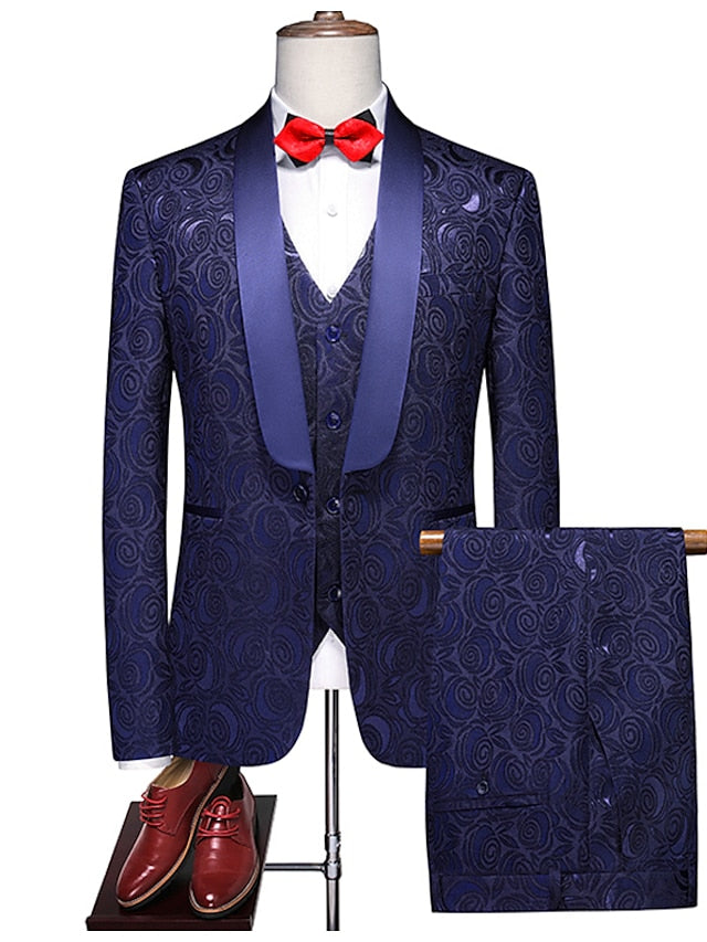 Men's Standard Fit Single Breasted One-button 3 Pieces Wedding Suits