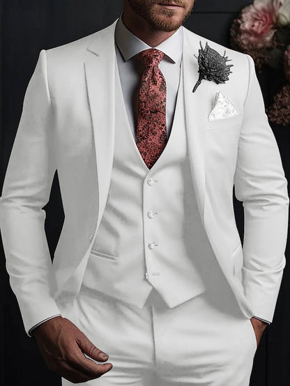 Men's Tailored Fit Single Breasted Three-buttons 3 Pieces Wedding Suits