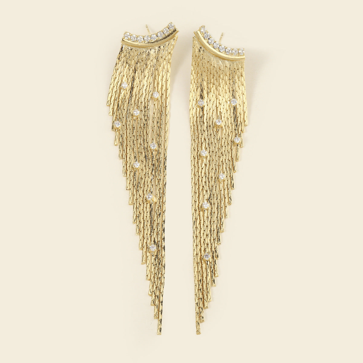 High-end Unique Asymmetrical Diamond Tassel Earrings