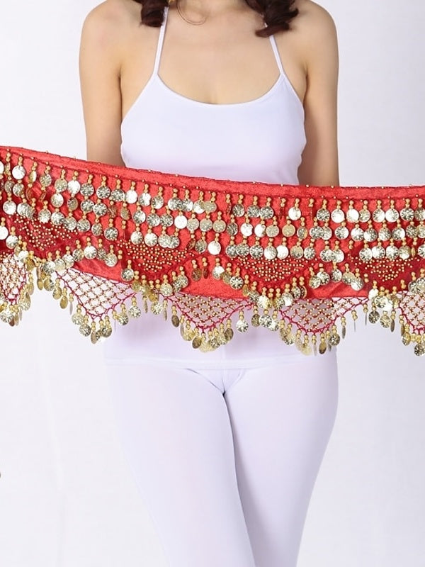 Belly Dance Hip Scarves Women's Performance Polyster Paillette Hip Scarf