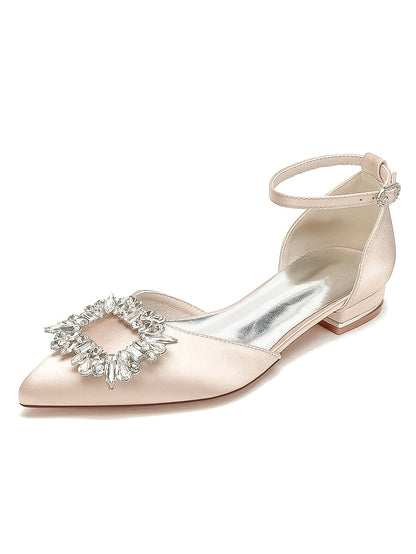 Women's Wedding Shoes Rhinestone Low Heel Pointed Toe Bridesmaid Shoes