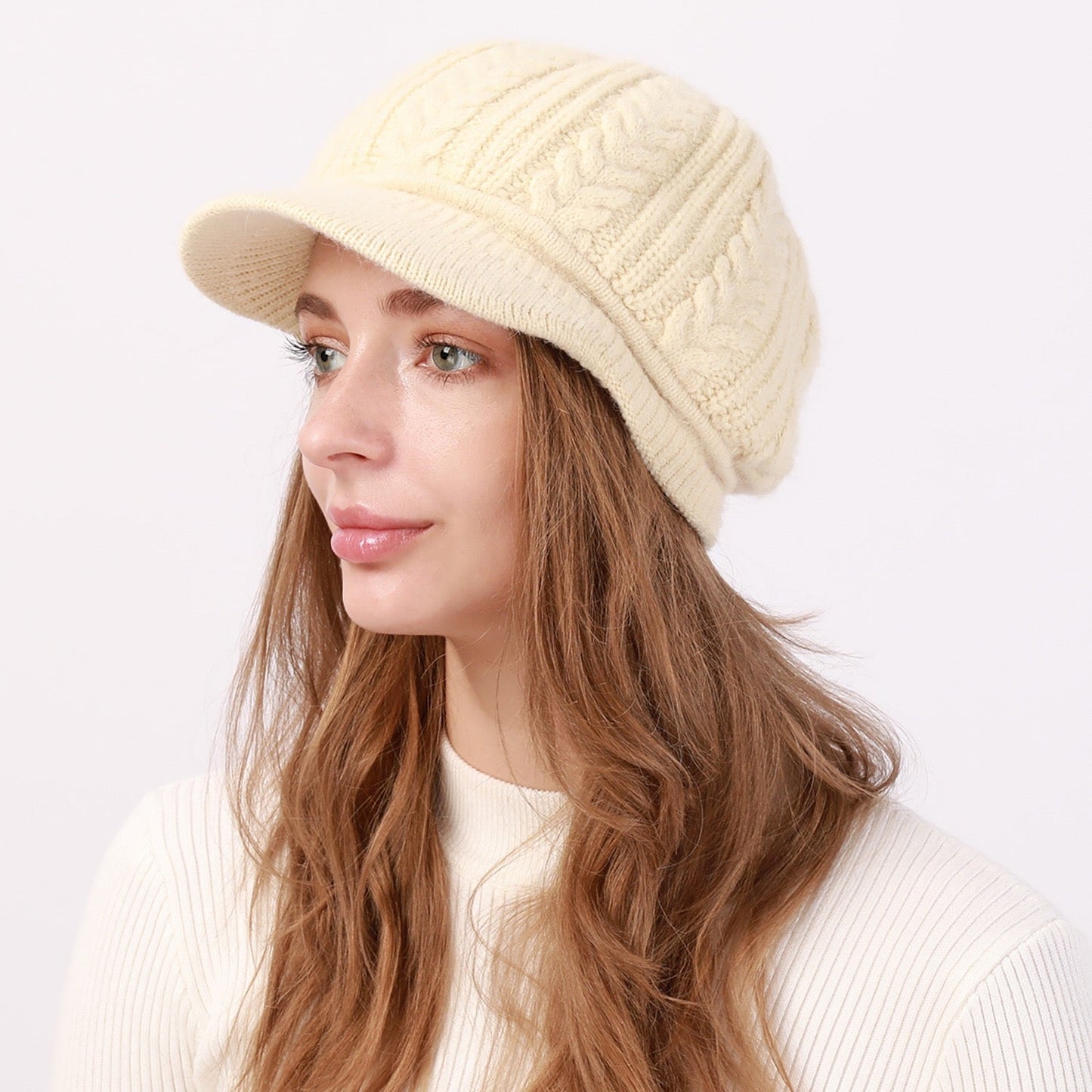 1 PC Women's Slouchy Home Daily Holiday Solid Color Knit Casual Nordic Style Daily Beret Hat