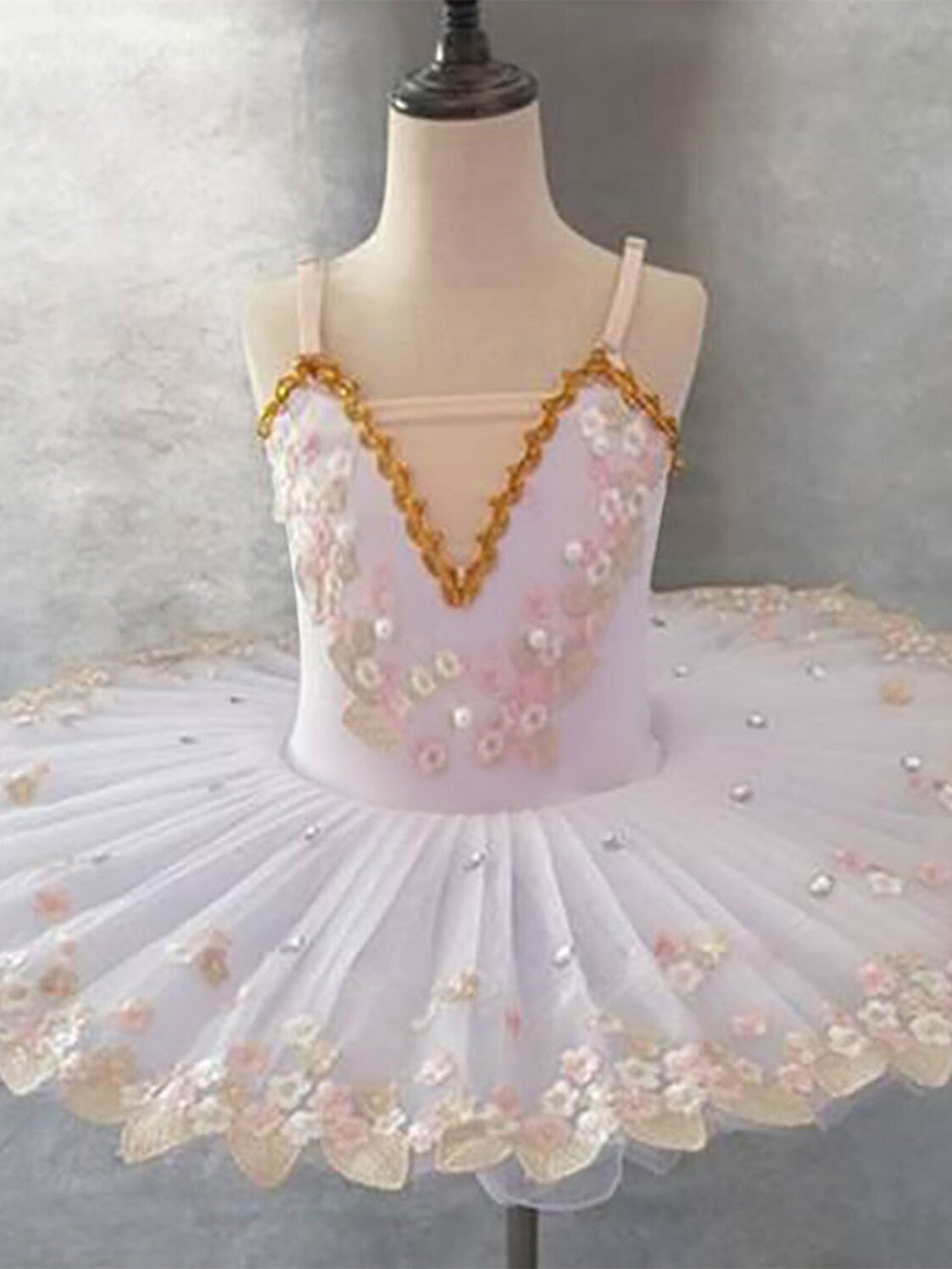 Ballet Kids' Dancewear Printing Embroidery High Girls'  Performance Sleeveless Elastane Lace Tulle