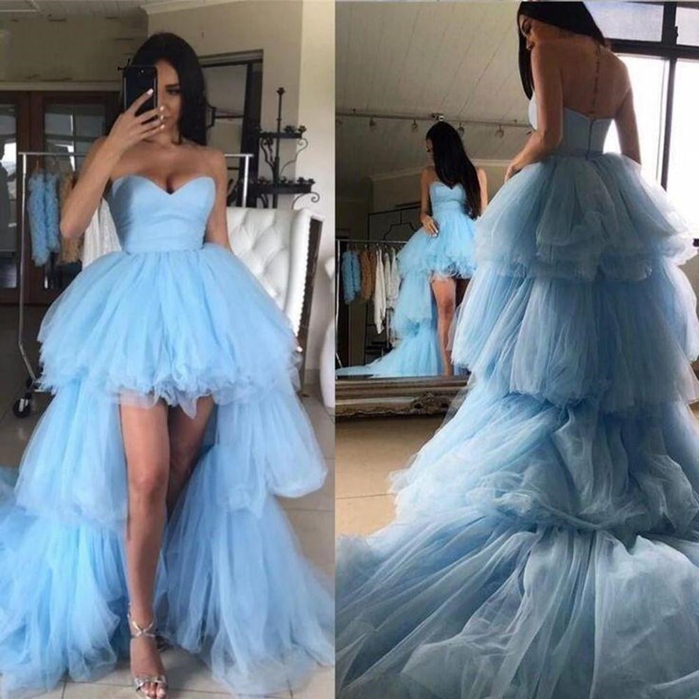 Blue Sweetheart Tulle Hi-Lo Prom Dress PD0380