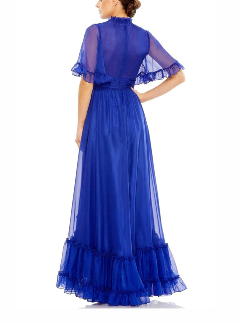 A-Line/Princess High Neck Floor-Length Evening Dress