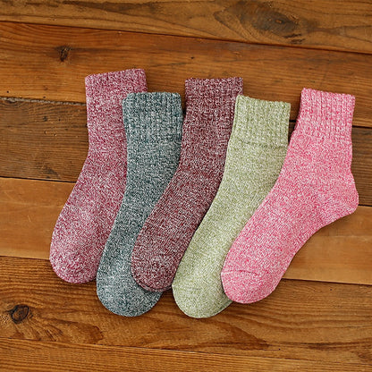 5 Pairs Women's Home Daily Solid Color Spandex Acrylic Fibers Simple Casual Warm Crew Socks