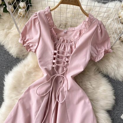 Cute A Line Lace Up Dress Fashion Girl Dress  10664