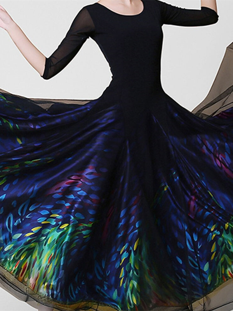 Women's Dancewear Ballroom Dance Dress Glitter Split Joint Women's  Performance 3/4 Length Sleeve