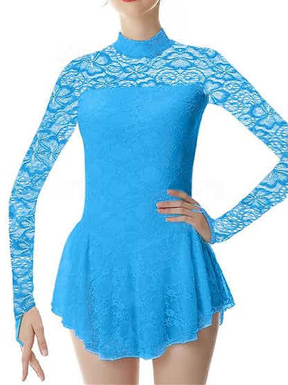 Figure Skating Dress Women's Girls' Dancewear Spandex High Elasticity Fashion Long Sleeve Skating Dress