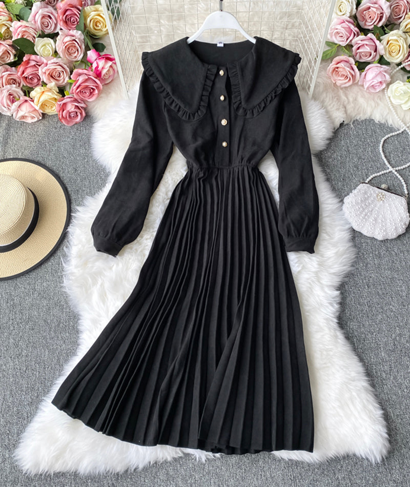 Cute lapel long sleeve dress fashion girl dress  1056