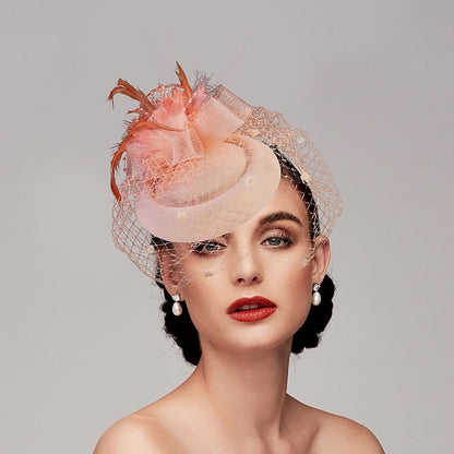 Fascinators Net Funeral Horse Race With Feather Flower Headpiece