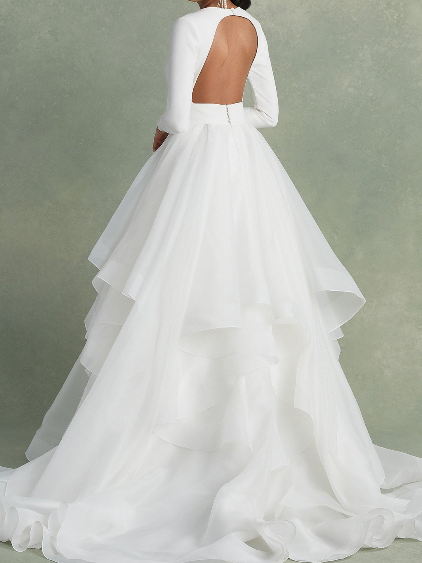 A-Line/Princess V-Neck Floor-Length Ball-Gown Wedding Dress With Ruffles