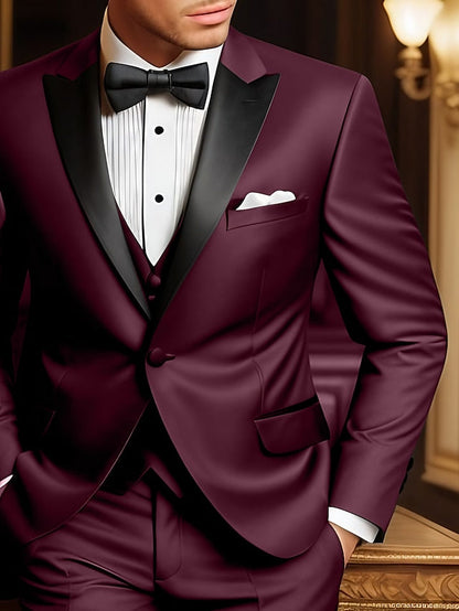 Men's Tailored Fit Single Breasted One-button 3 Pieces Wedding Suits