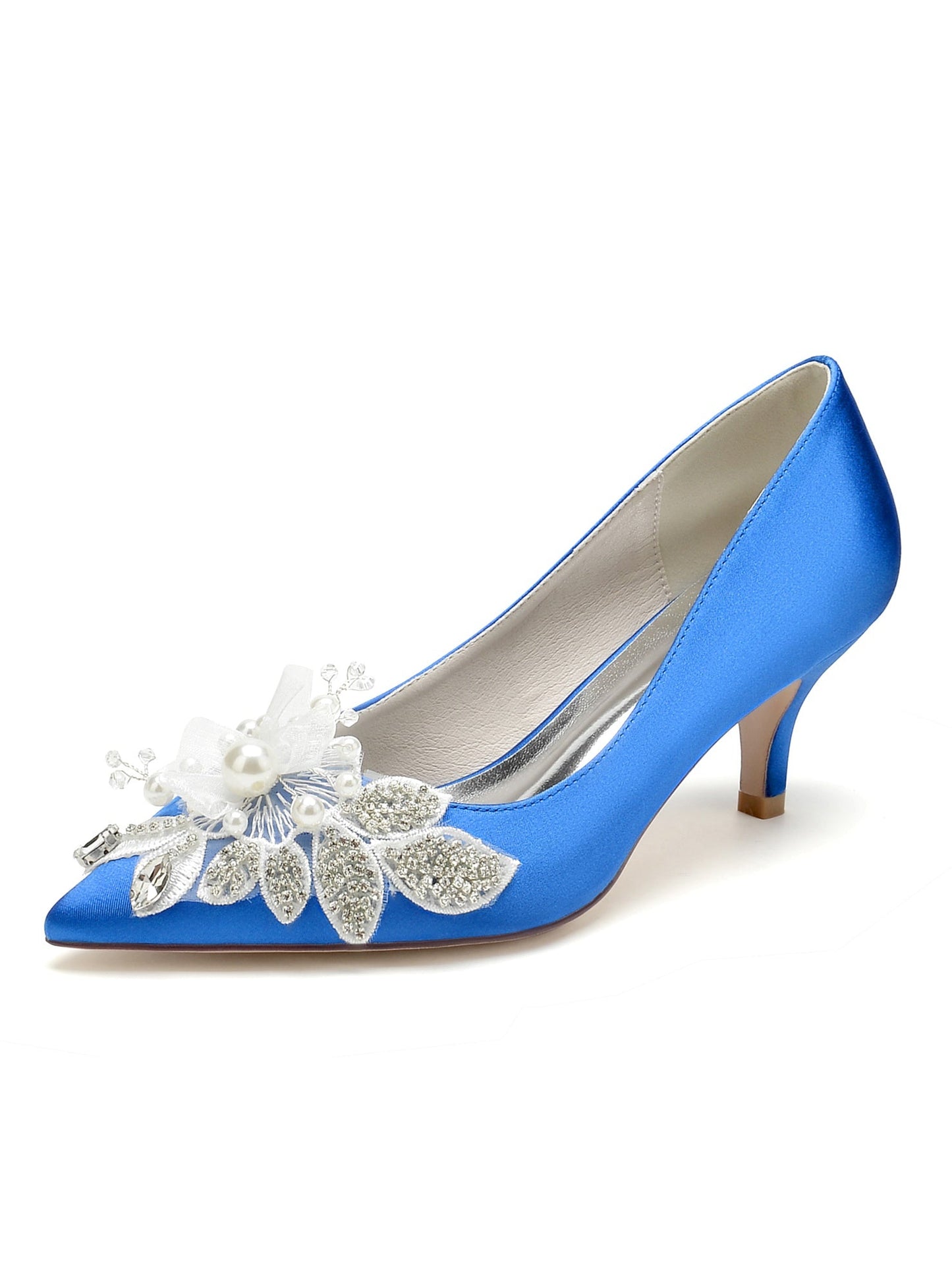 Women's Wedding Shoes Applique Pointed Toe Mid Heel Bridal Shoes