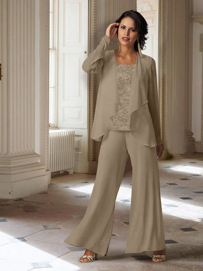 Chiffon Long Sleeves Mother of the Bride Pantsuits with Jacket