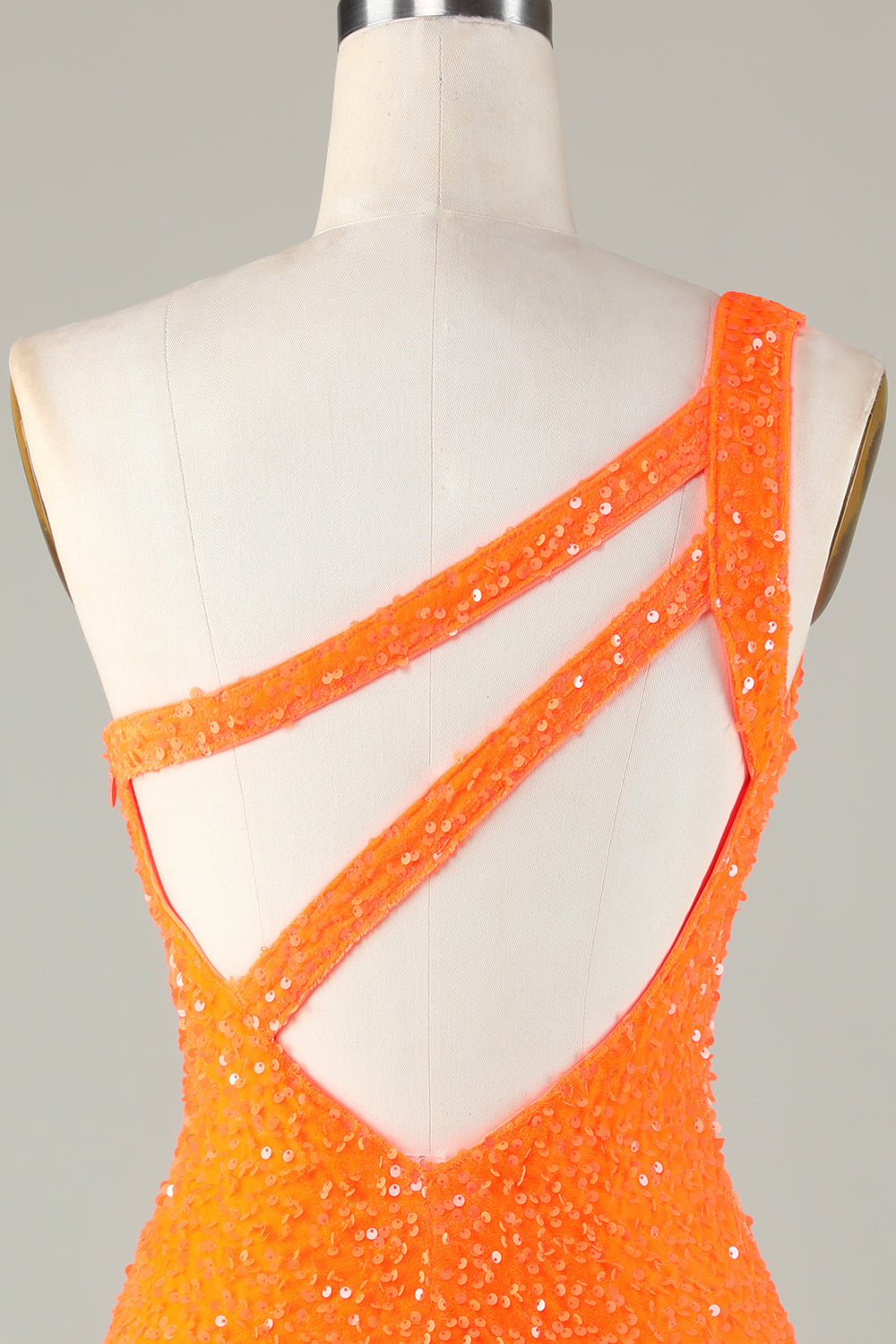 Sequins One-Shoulder Orange Tight Beading Short Homecoming Dress