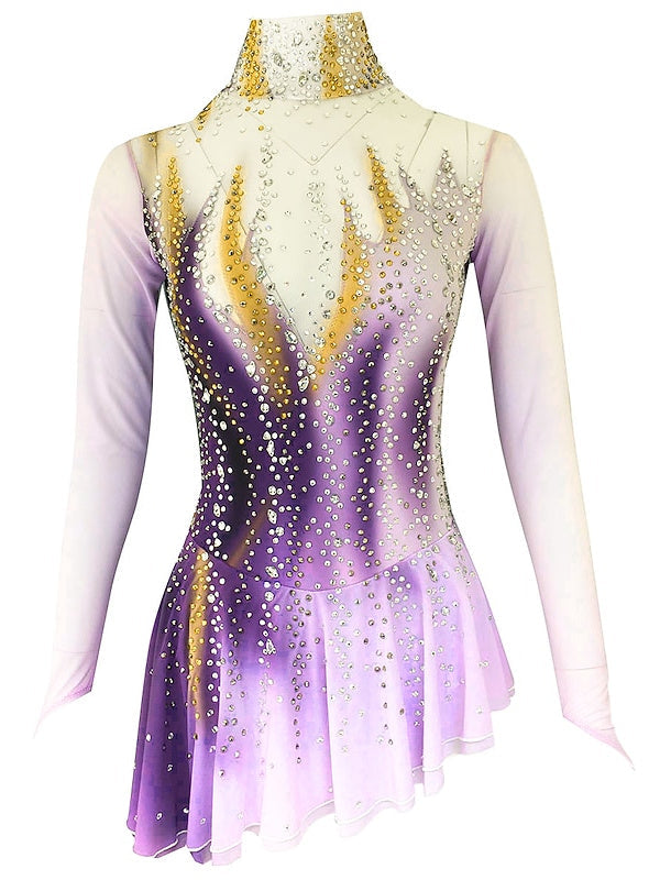 Figure Skating Dress Women's Girls' Dancewear Spandex Micro-elastic Crystal/Rhinestone Ice Skating Dress