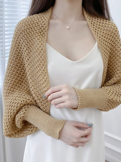 Women's Wrap Bolero Casual Long Sleeves Knitwear with Pure Color