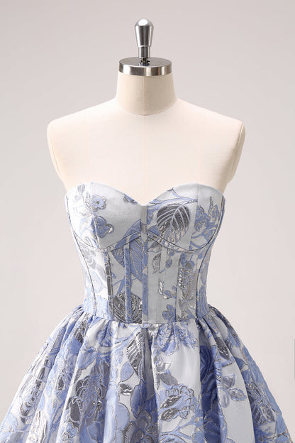 Blue Corset A Line Sweetheart Homecoming Dress