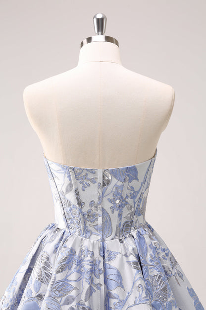 Blue Corset A Line Sweetheart Homecoming Dress