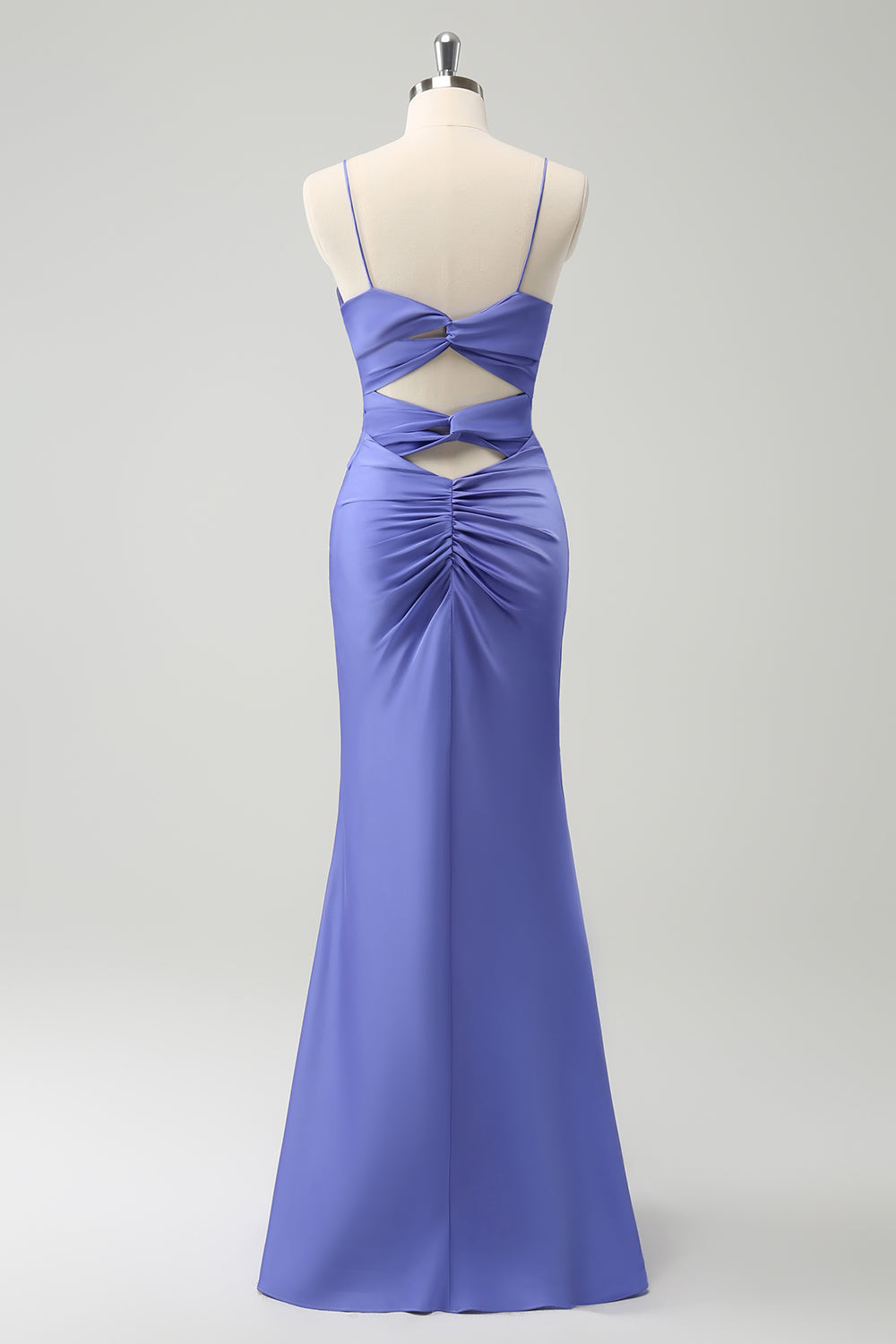 Purple Mermaid Spaghetti Straps Hollow Out Twist Front Bridesmaid Dress