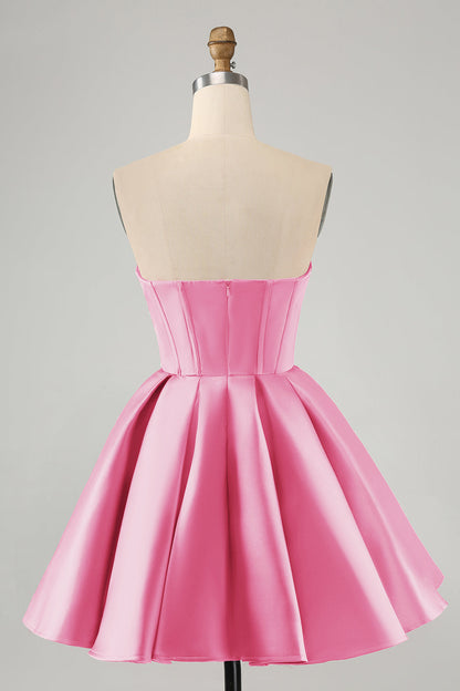 Cute Fuchsia A Line Sweetheart Corset Homecoming Dress with Beading