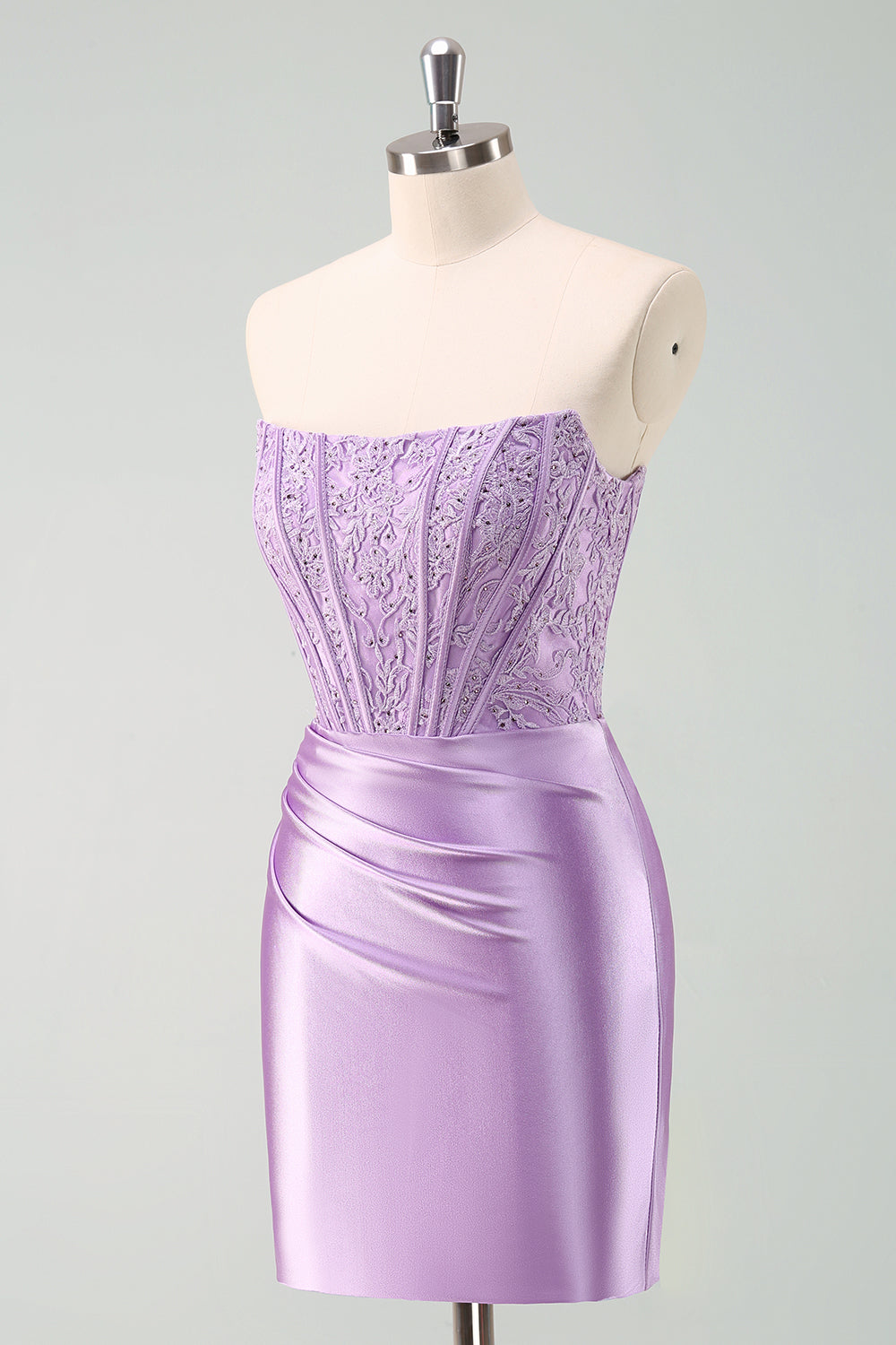 Sparkly Purple Strapless Bodycon Short Homecoming Dress